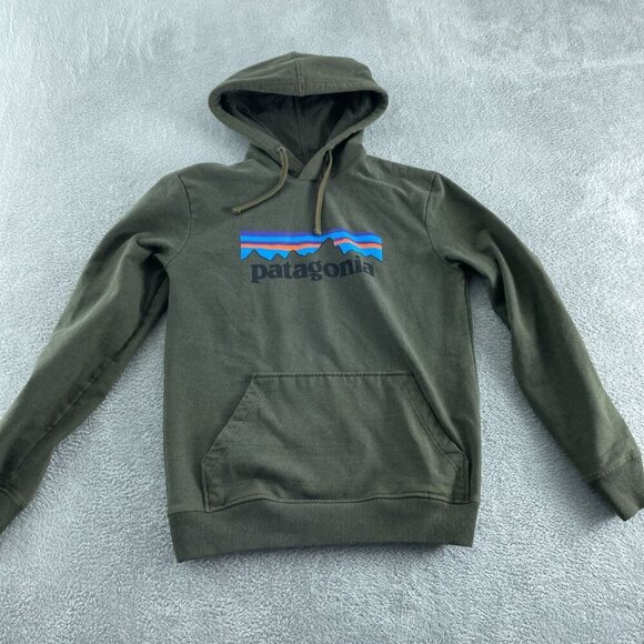 Patagonia Tops - Patagonia Olive Green Worn Wear Hoodie S Regular Fit Recycled 5694